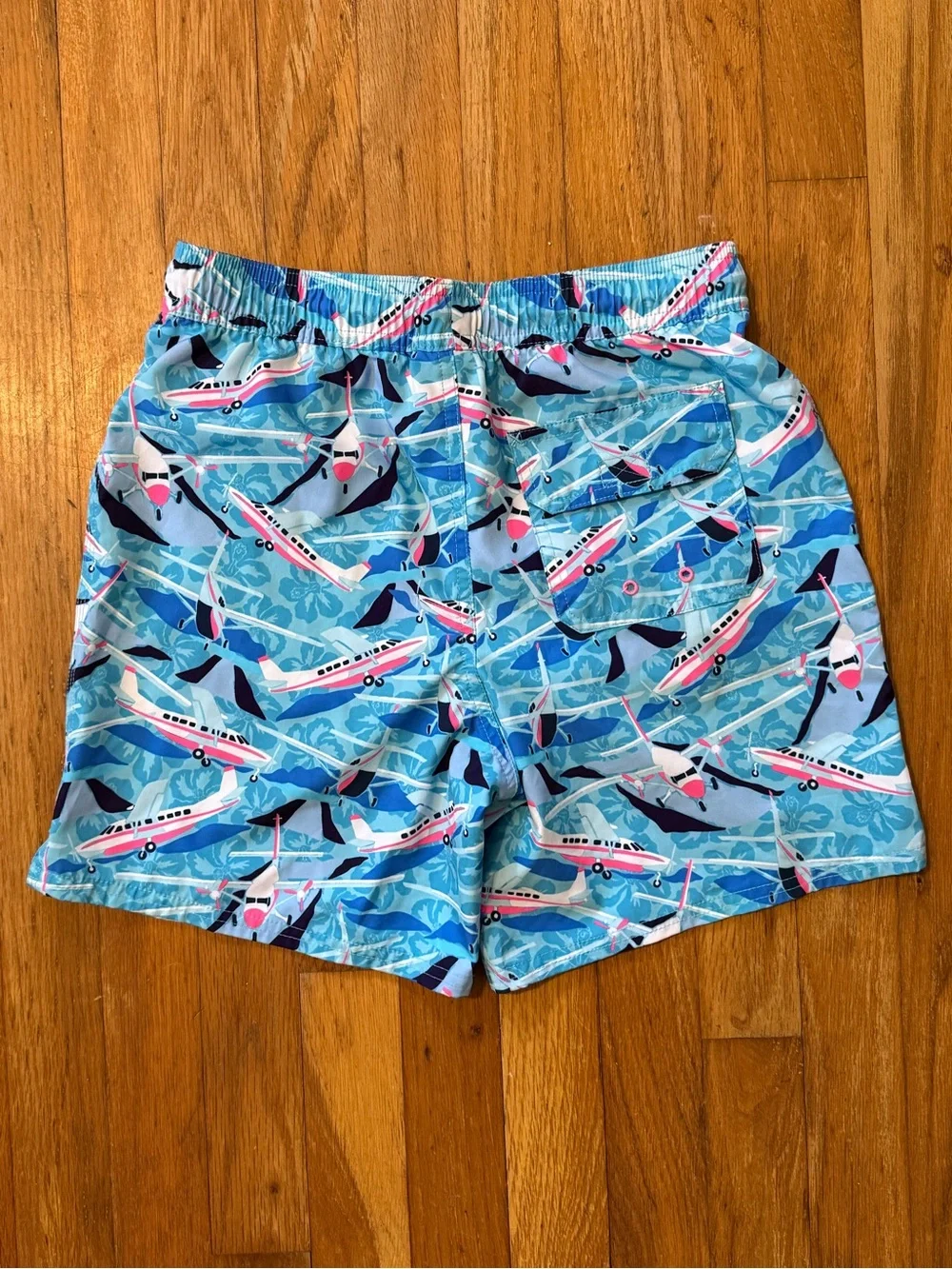 Kids Vineyard Vines Blue Airplane Print Swim Shorts